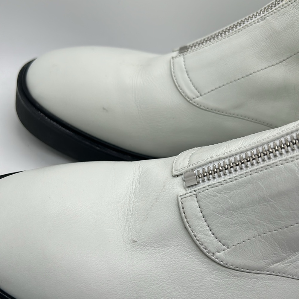 Stuart Weitzman White/Black Leather Zip Up Ankle Booties Boots Shoes **Sz 10** - Picture 8 of 9